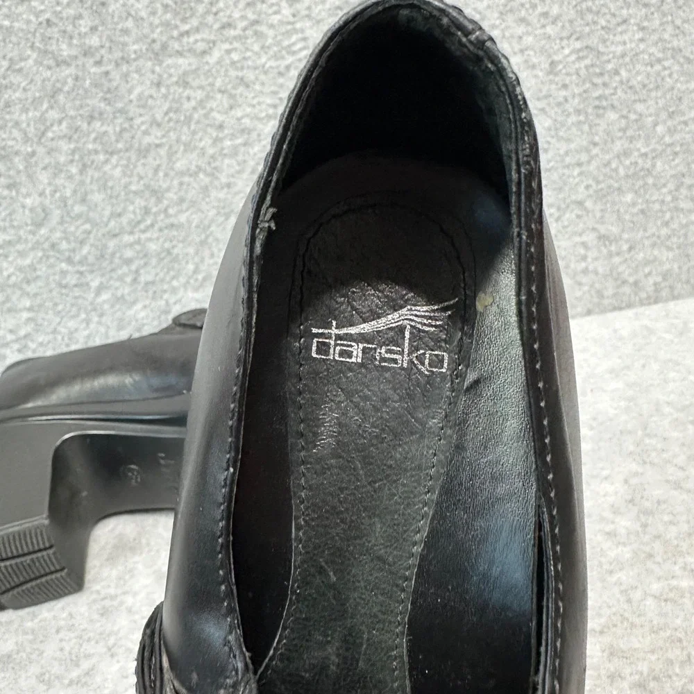 Dansko Black Leather Mary Jane Block Heel Pumps Buckle Strap 3803-0202 Womens 38